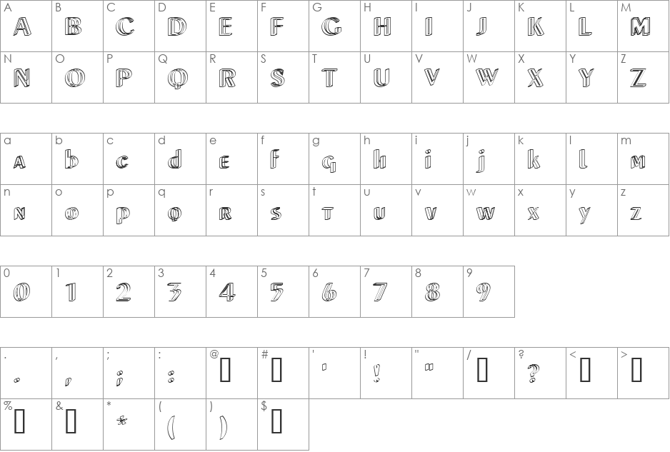 POSITION font character map preview