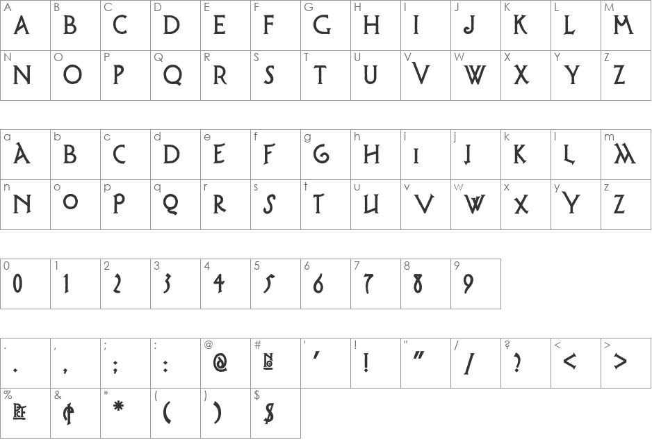 Possum Saltare NF font character map preview