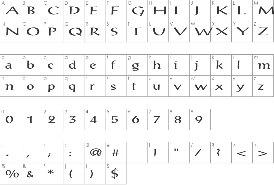 PostAntiqua-Roman Ex font character map preview