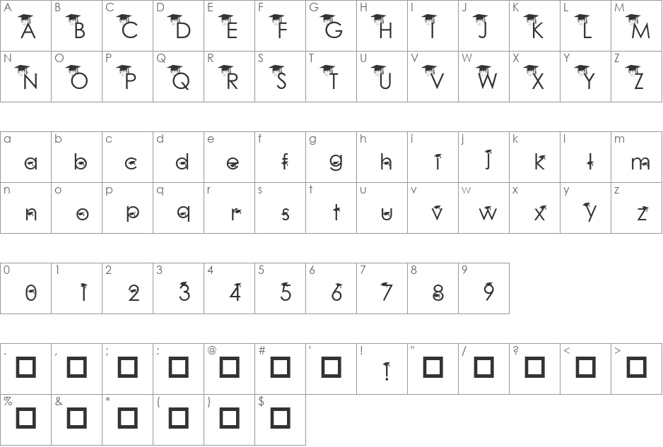 Baby Geniuses font character map preview