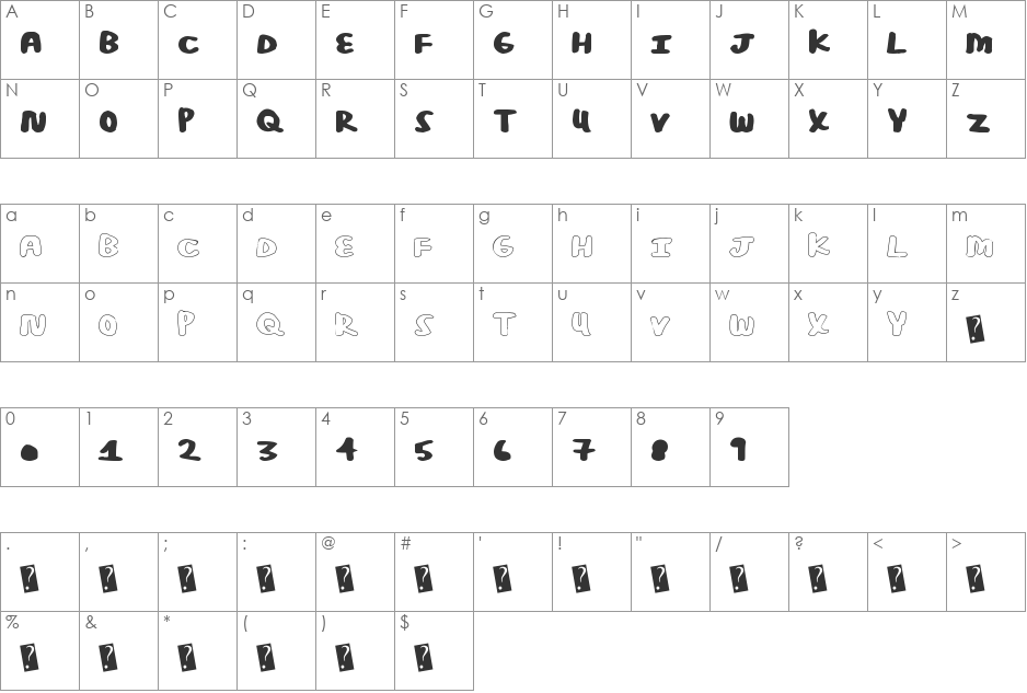 PosterBold font character map preview