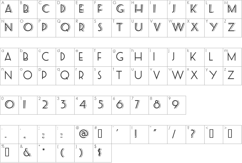 PosteRetro font character map preview