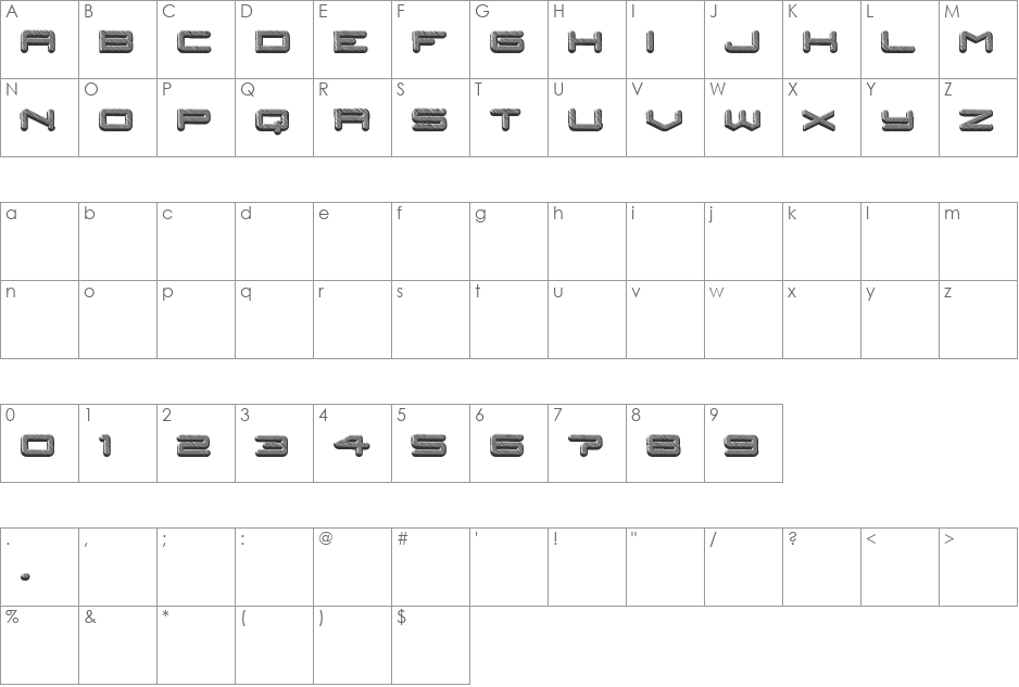 Posthuman font character map preview