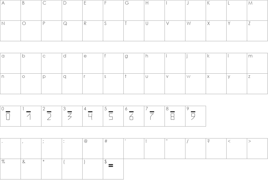 PostIndexHand2 font character map preview