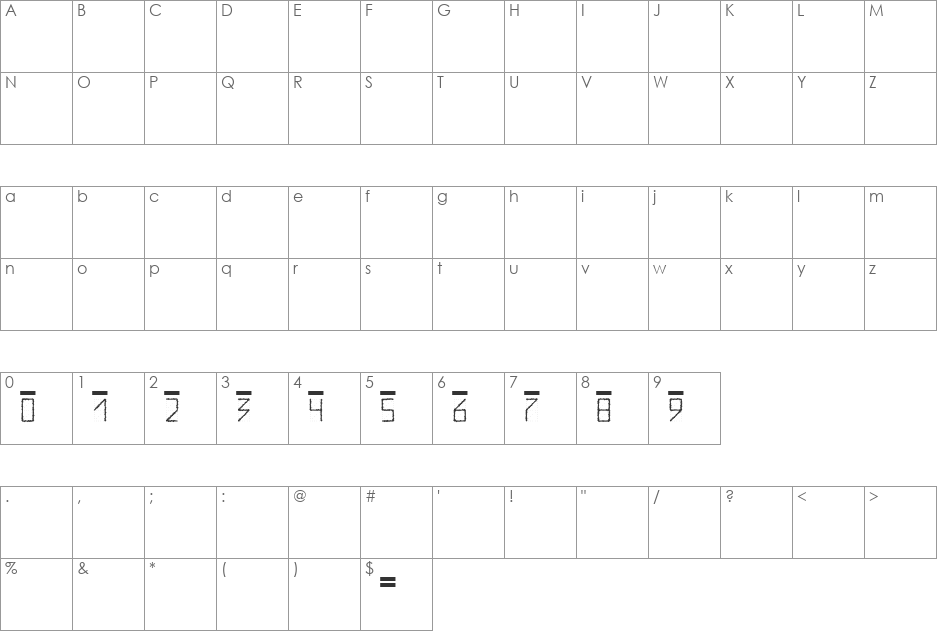 PostIndexRough font character map preview