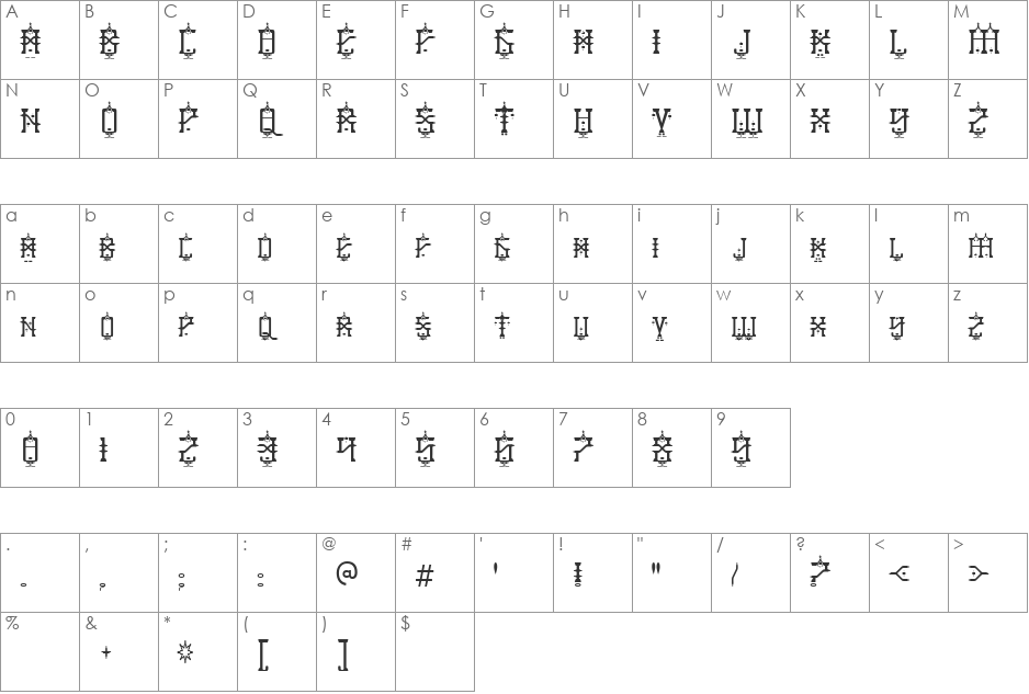 Baby Jeepers font character map preview