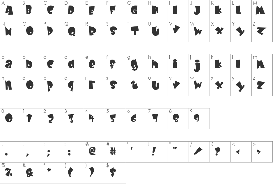 Baby Kruffy font character map preview