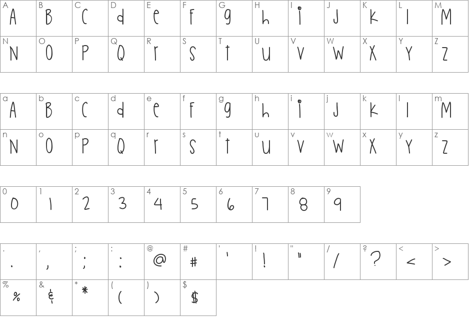 PotionFushia font character map preview