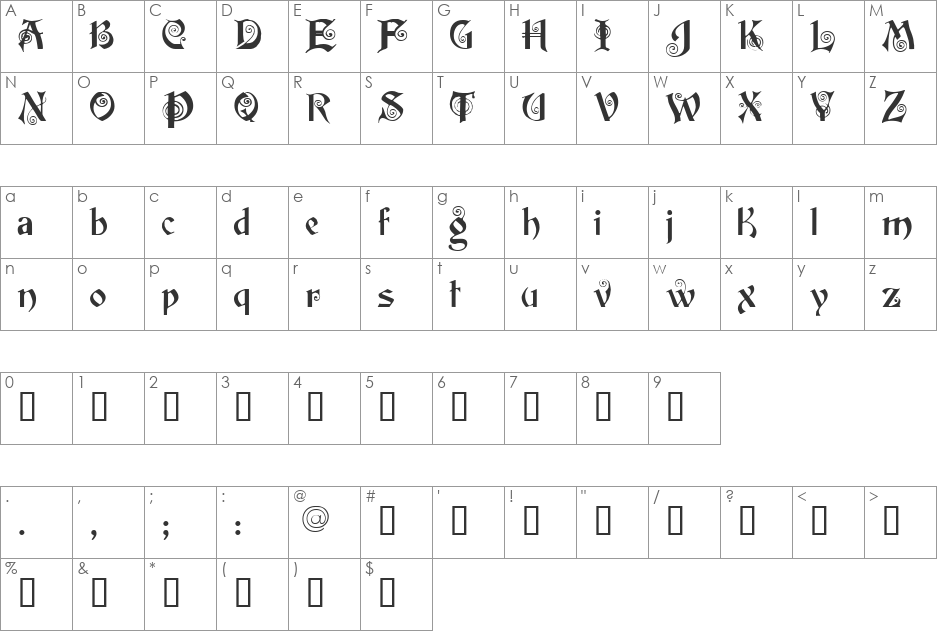 Potsdam font character map preview