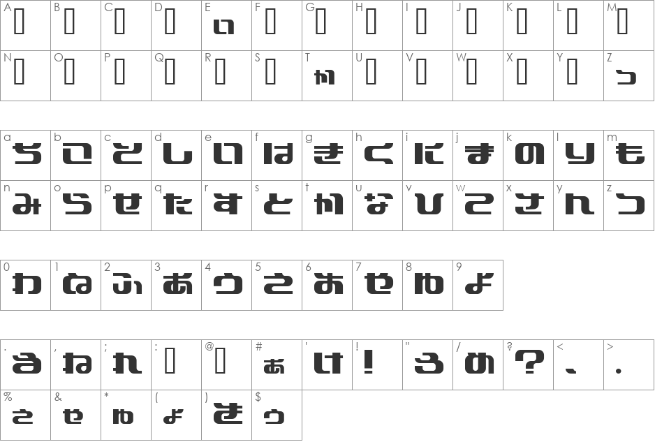 Potted font character map preview