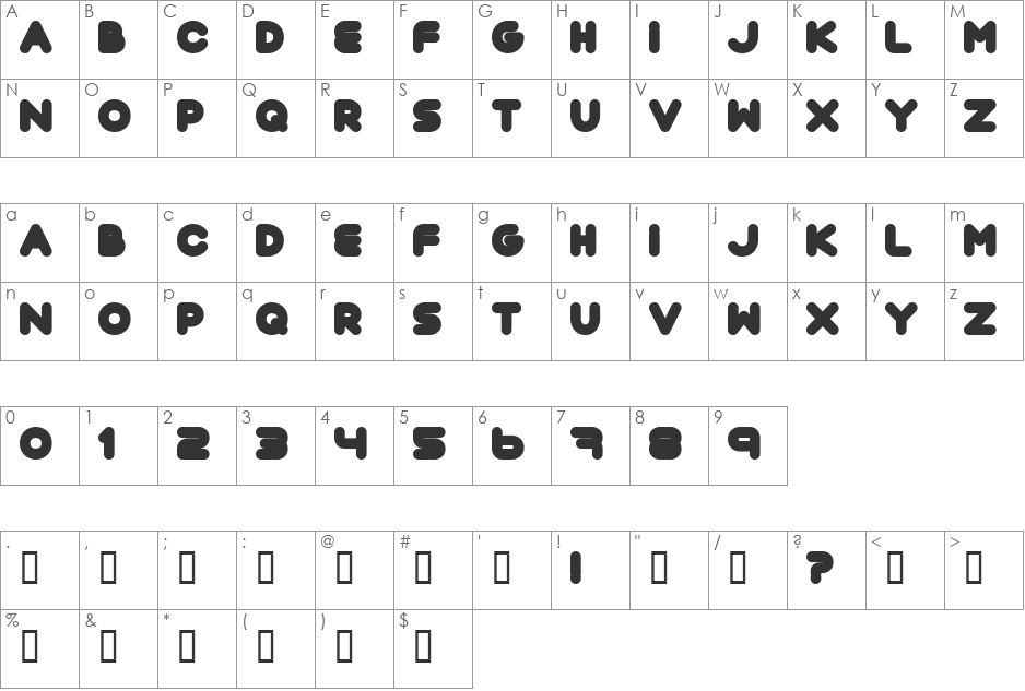 Pouttu font character map preview