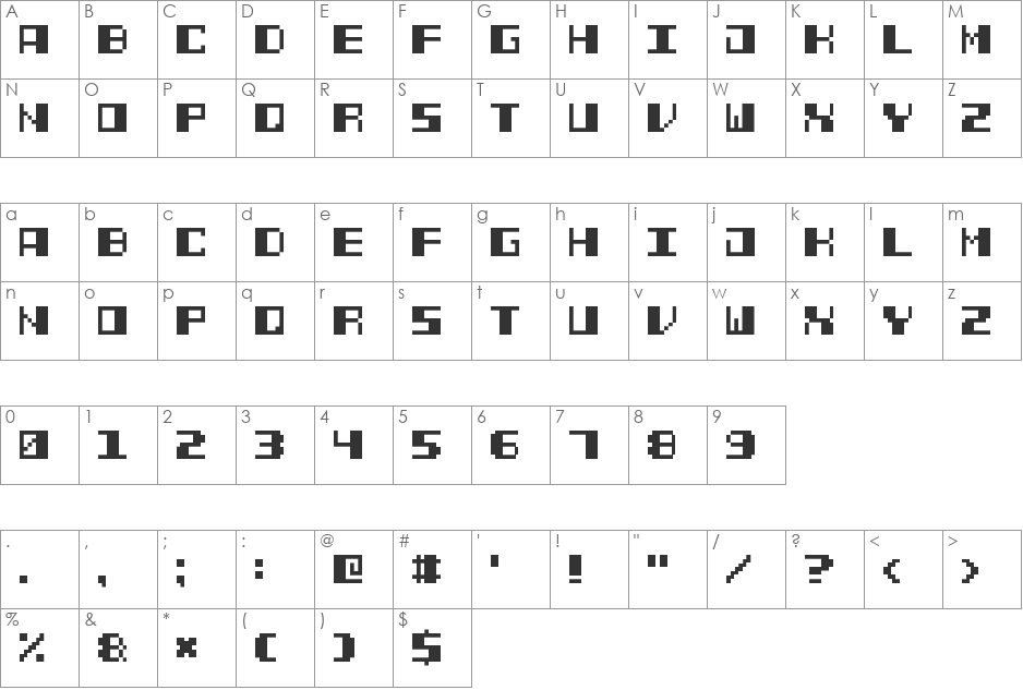 Power Pixel-7 font character map preview