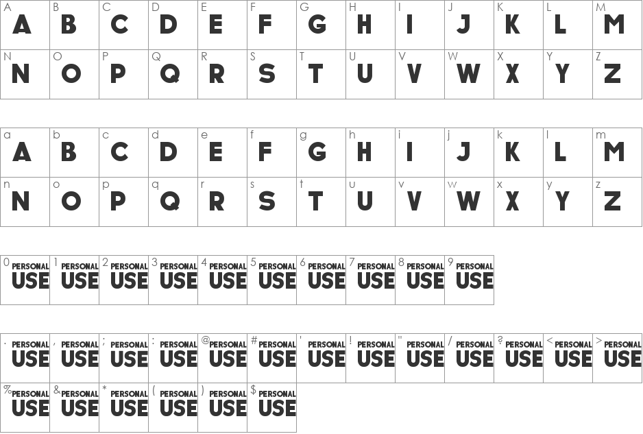 POWERLESS font character map preview