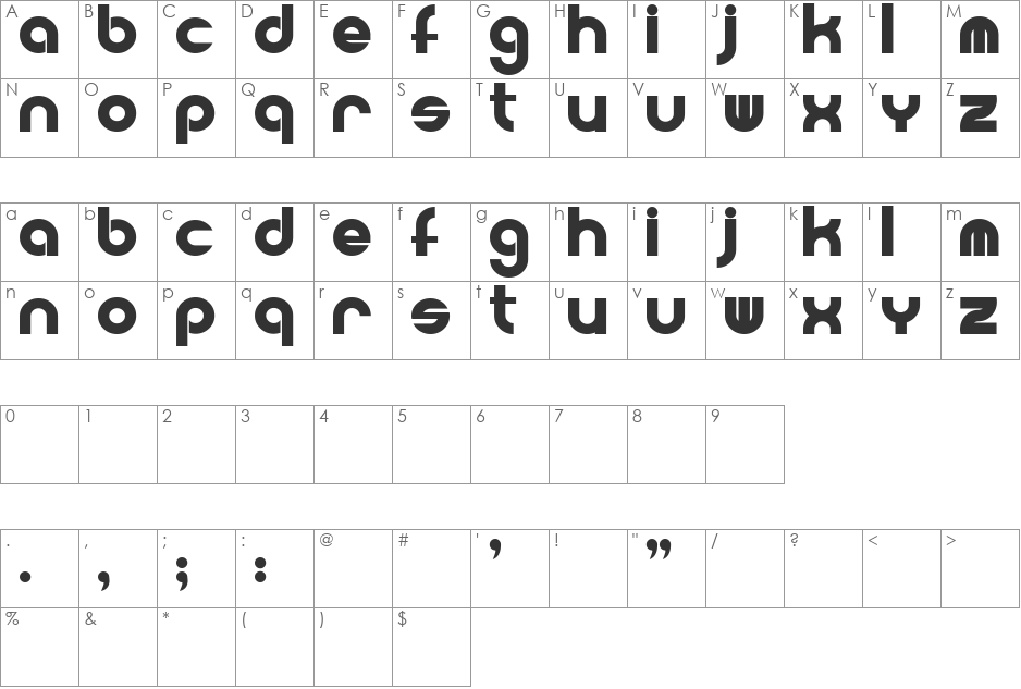 Powerweld font character map preview