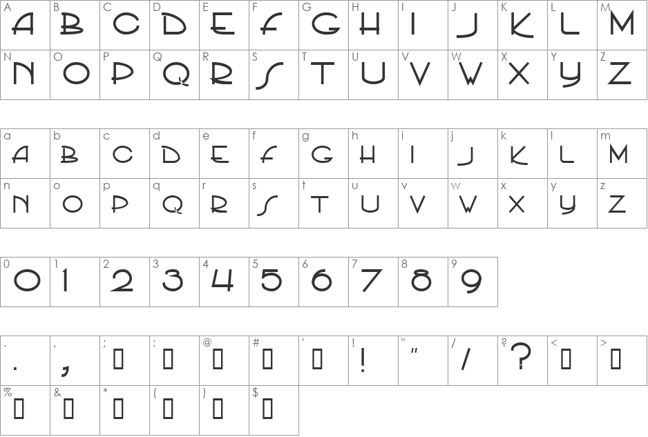 PP_Hip20s font character map preview
