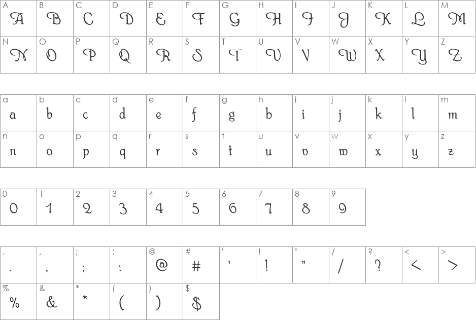 PR8 Payless font character map preview