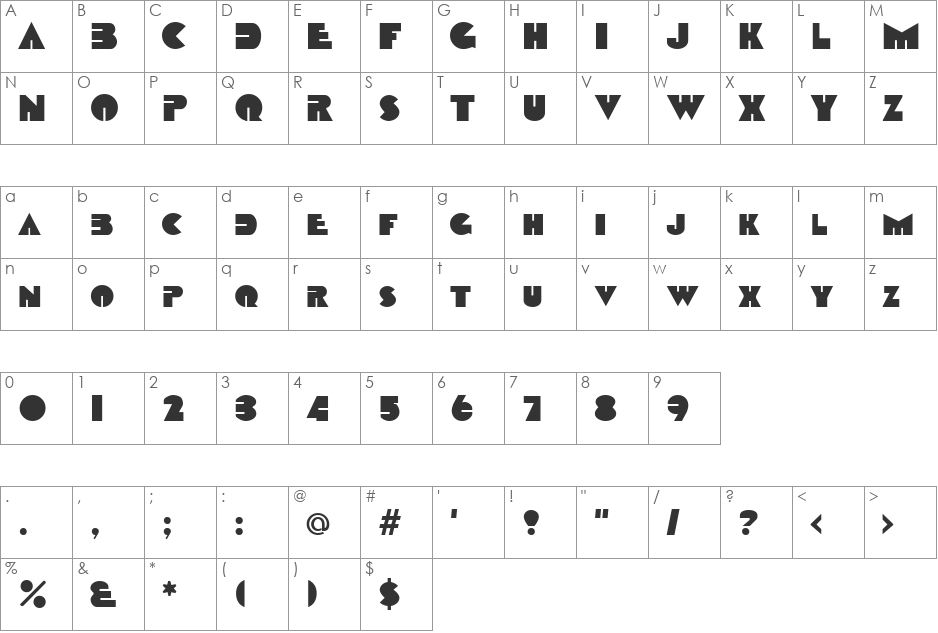 Baby Teeth font character map preview