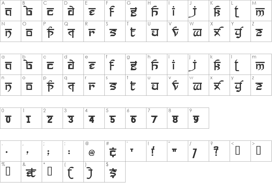 Prakrta font character map preview