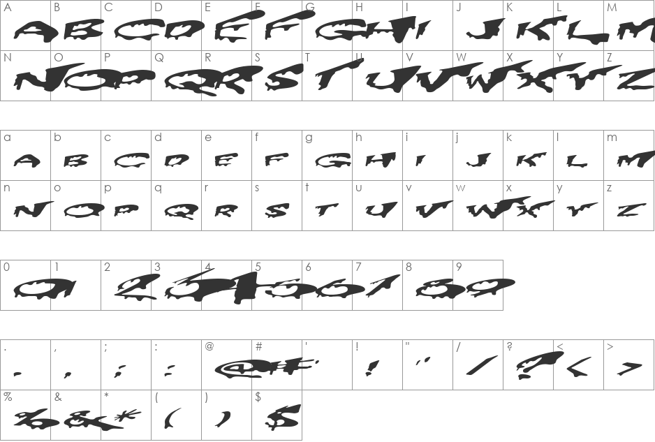 PreCrypt font character map preview