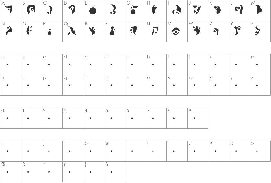 PRECUSOR font character map preview