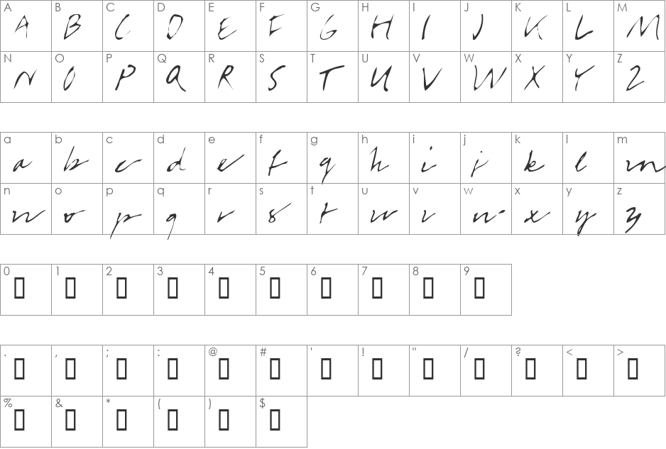 BabyBazonga font character map preview