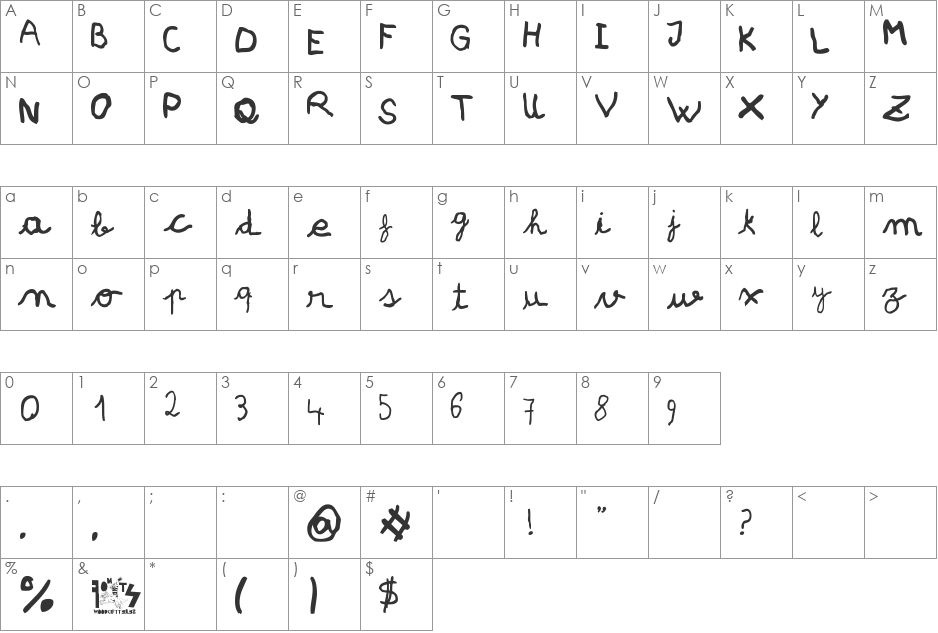 pree-school font character map preview