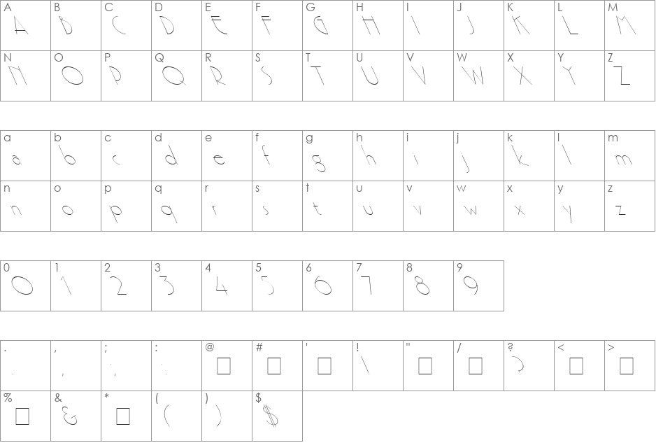 Premi Leftified font character map preview