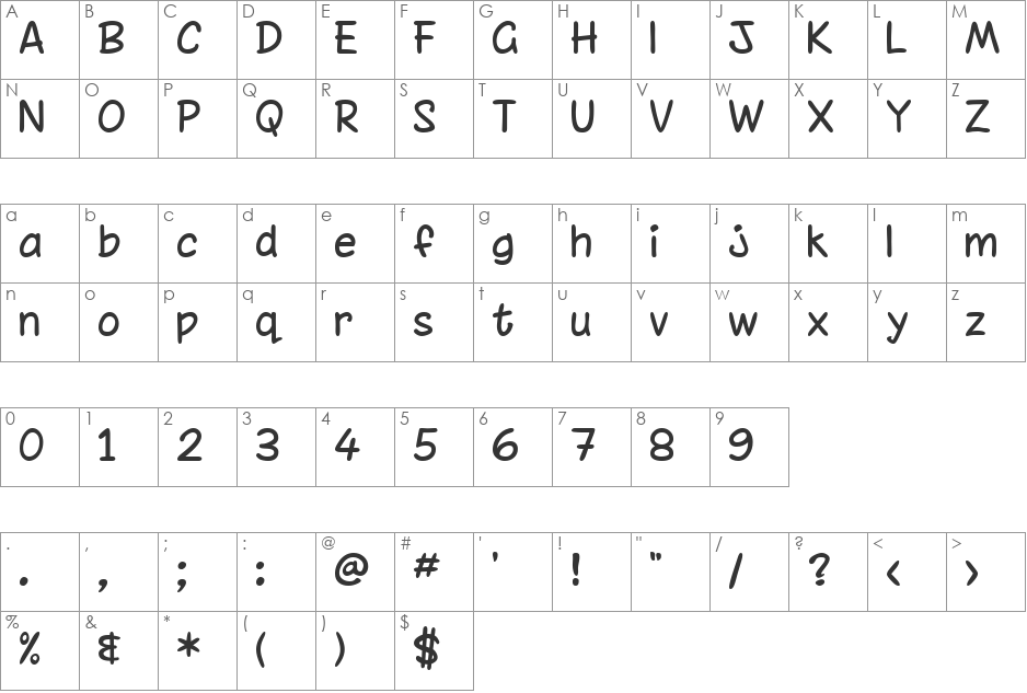 Prerana Sad font character map preview