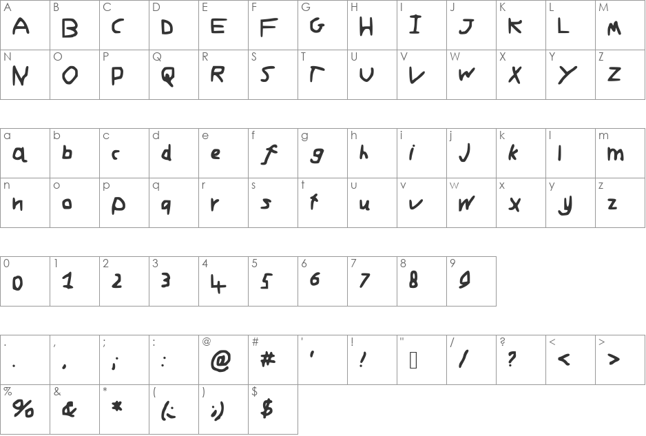 ADAMSFONT font character map preview