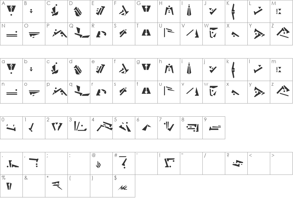 Preservers font character map preview