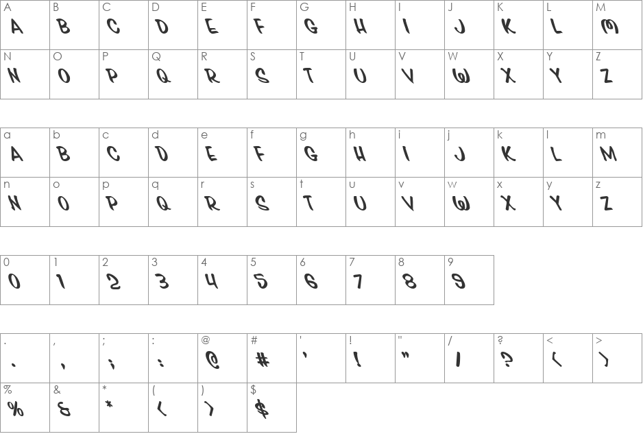 Press Darling Leftalic font character map preview