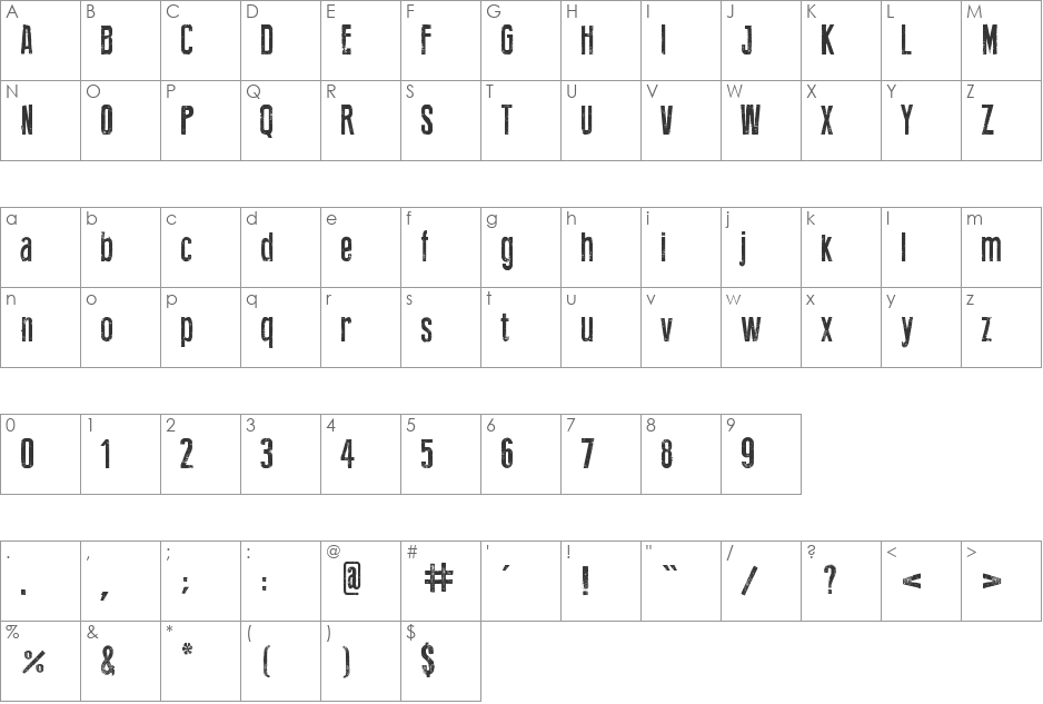 Press Feeling Eroded font character map preview