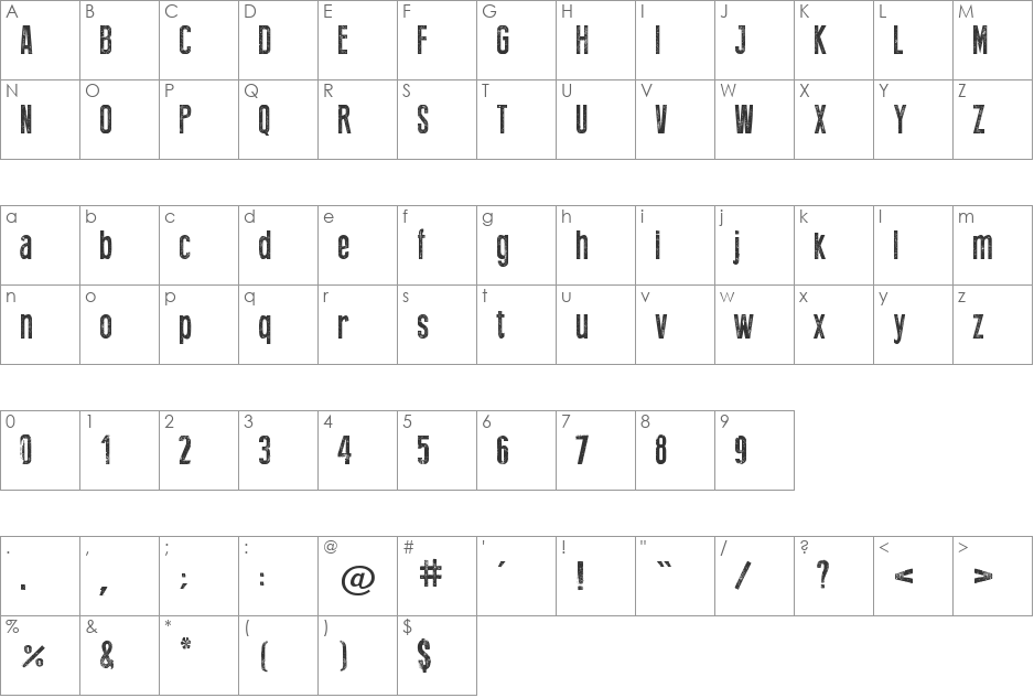Press Style font character map preview