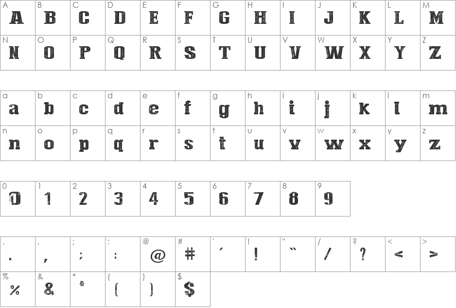 Press Style  Large font character map preview