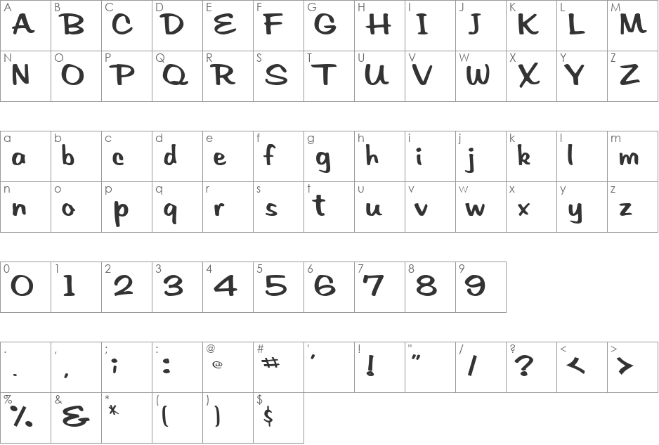 PrevattScriptSSK font character map preview