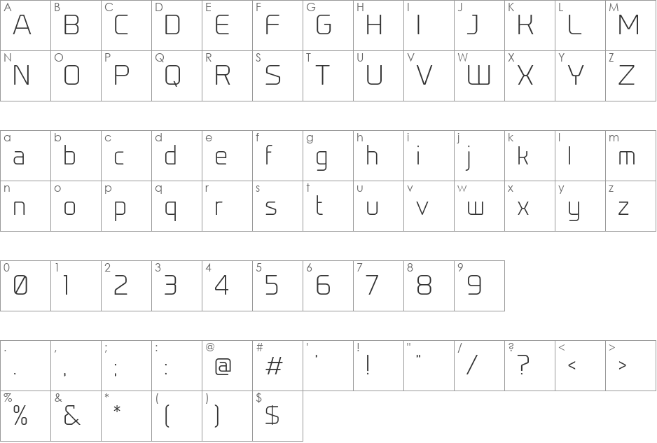 Prime font character map preview