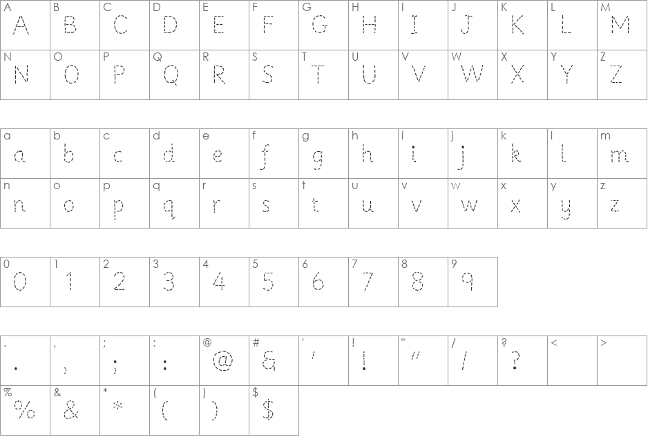 Primer font character map preview
