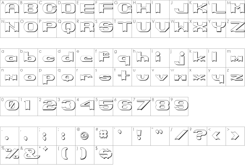 Primo Bright font character map preview
