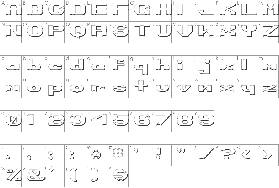 Primo Bright font character map preview