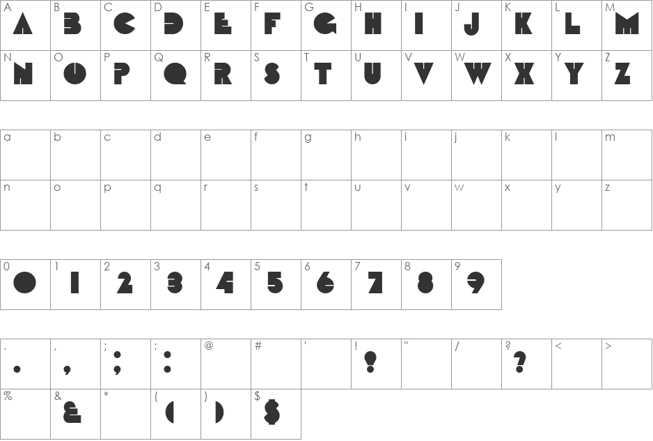 BABYTEET font character map preview