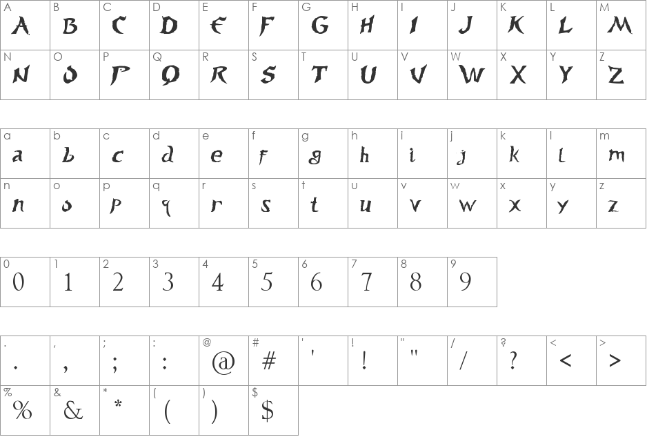 Prince of Persia Game Font font character map preview