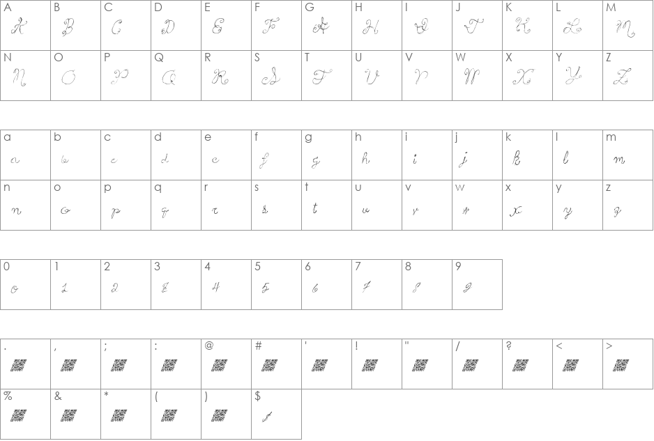 PrincessCake font character map preview