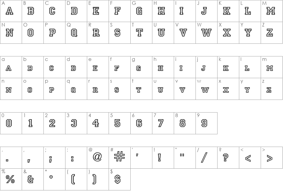 Principal DB font character map preview