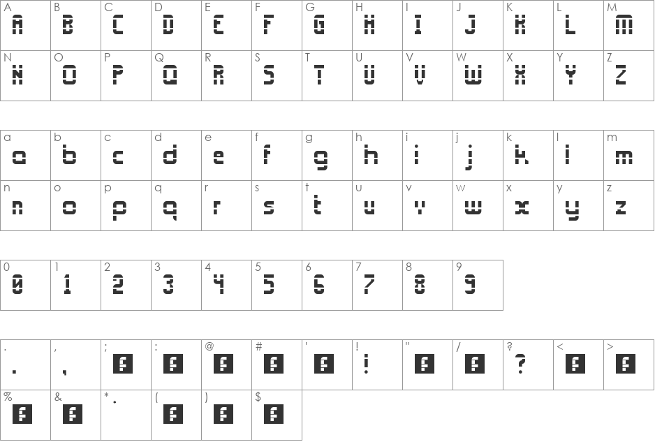 Printed font character map preview