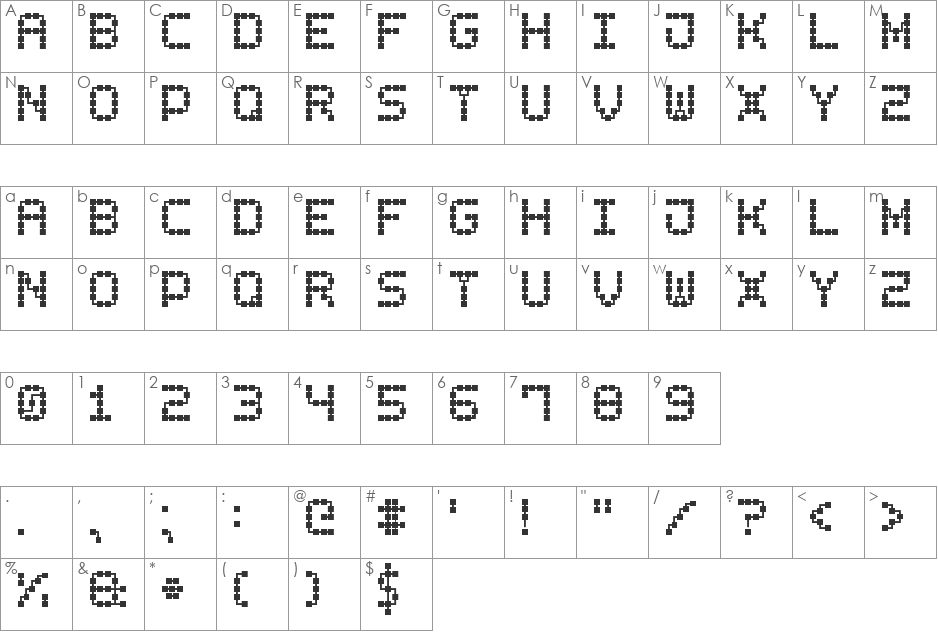 Printed Circuit Board-7 font character map preview