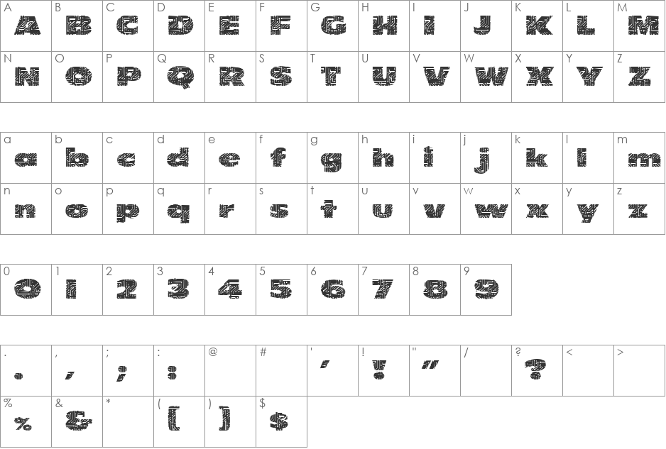 PrintedCircuit font character map preview