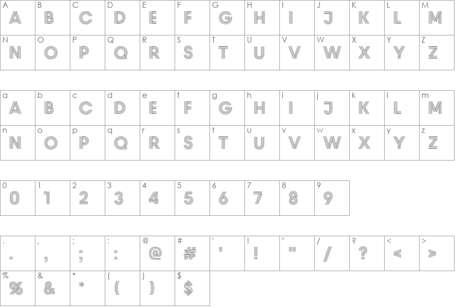 Prism font character map preview