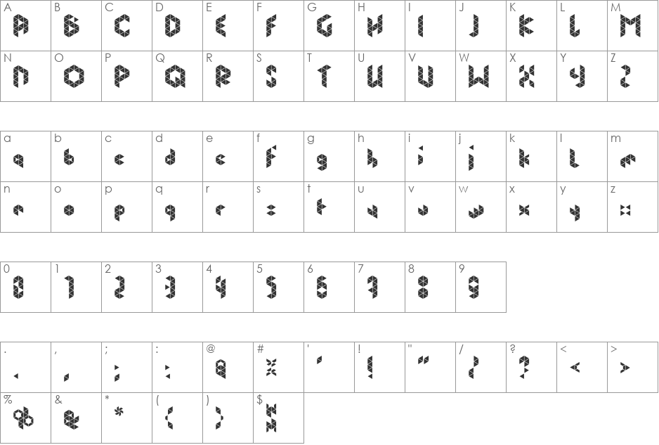 Prism font character map preview