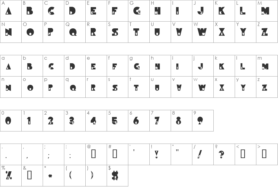 Privacy font character map preview