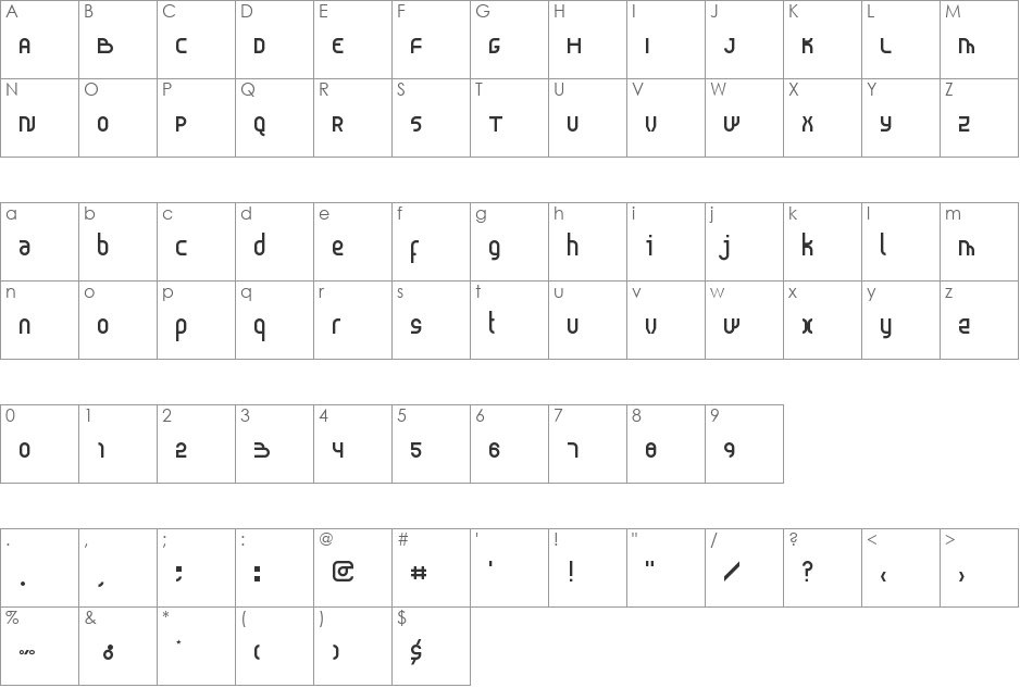 Probolinggo font character map preview